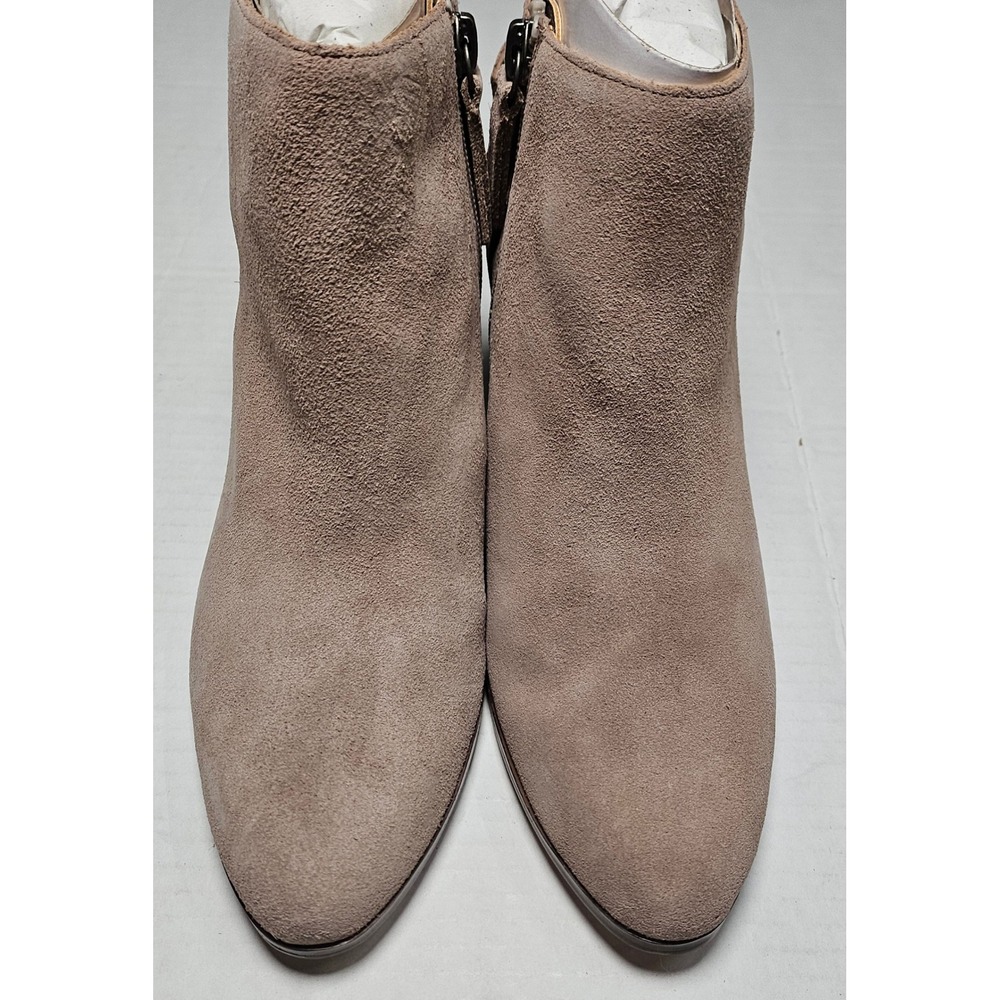 Sole Society Binx Taupe Suede Ankle Boots Bow Accent Block Heel Women's Size 6.5